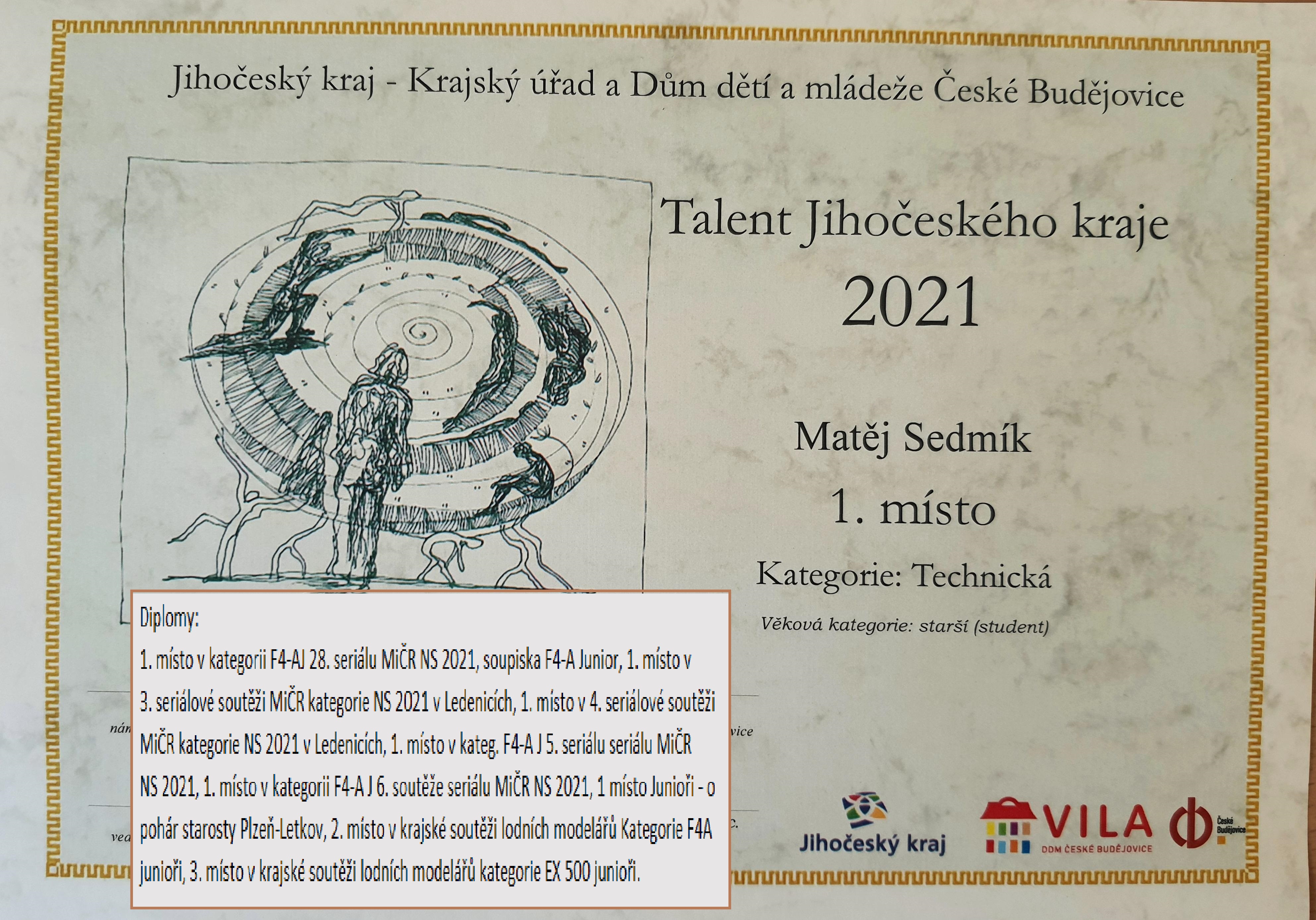 b74759bb514c606c18ab75165b6b46ea431a3e31 - 1. místo v Talentu Jihočeského kraje 2021: Matěj Sedmík