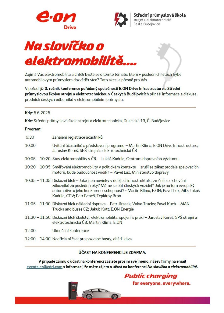 Snimek obrazovky 2025 06 19 182846 - SPŠ SE spolupořádala konferenci "Na slovíčko o elektromobilitě…"