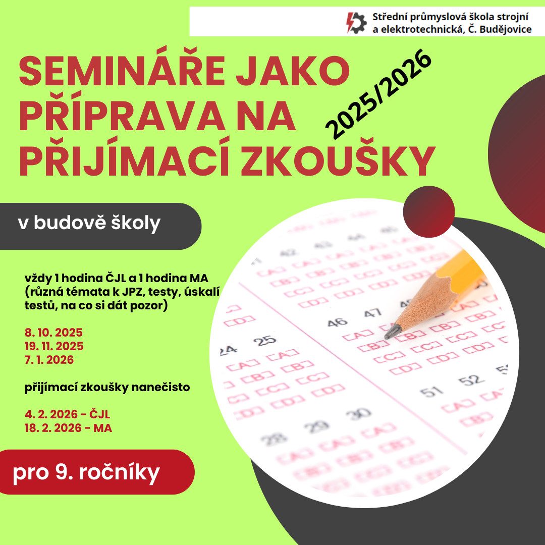 SEMINARE 2025 2026 - Prezenční semináře k JPZ 2025/2026 (pro žáky 9. ročníků ZŠ)