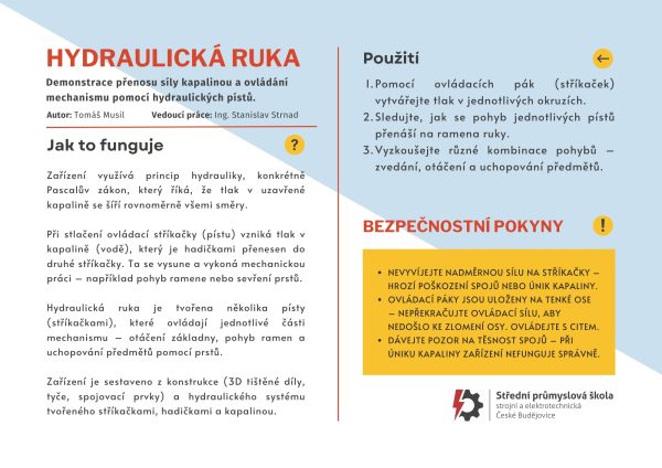 hydraulicka ruka - Výstupy / Outputs