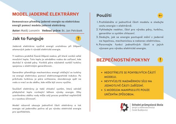 model jaderne elektrarny - Výstupy / Outputs