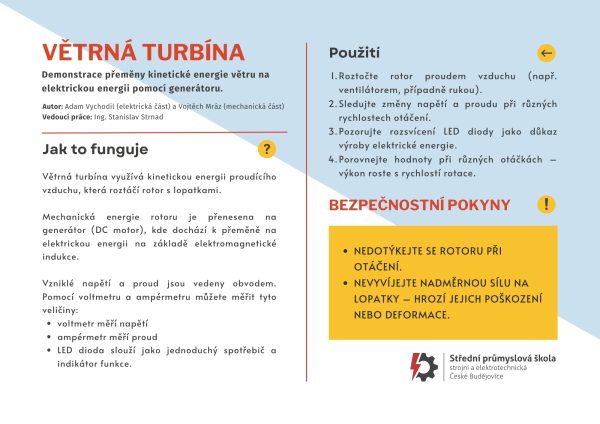 vetrna turbina 2 - Výstupy / Outputs