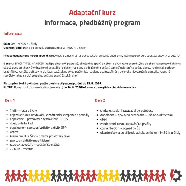 Adaptacni kurz info 2026 1 - Informace pro 1. ročníky