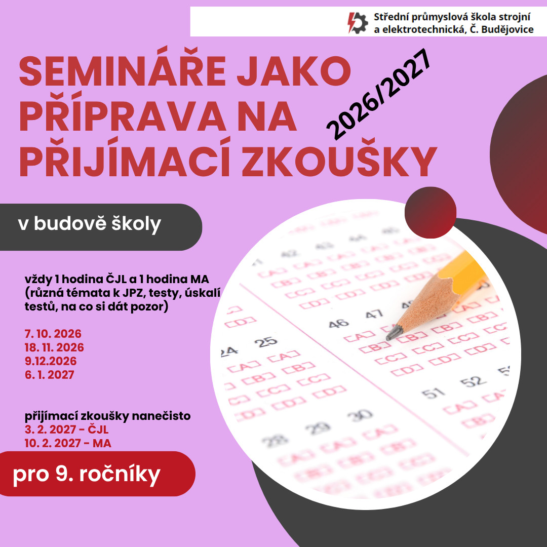 SEMINARE 2025 2026 - Prezenční semináře k JPZ 2026/2027 (pro žáky 9. ročníků ZŠ)